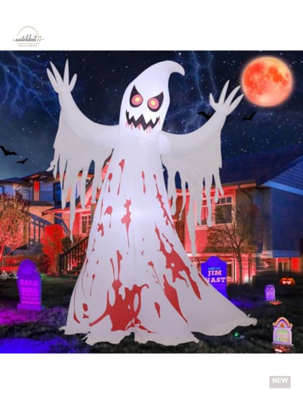 8.2 FT Giant Inflatable Halloween Ghost with LED Lights, Weather Resistant